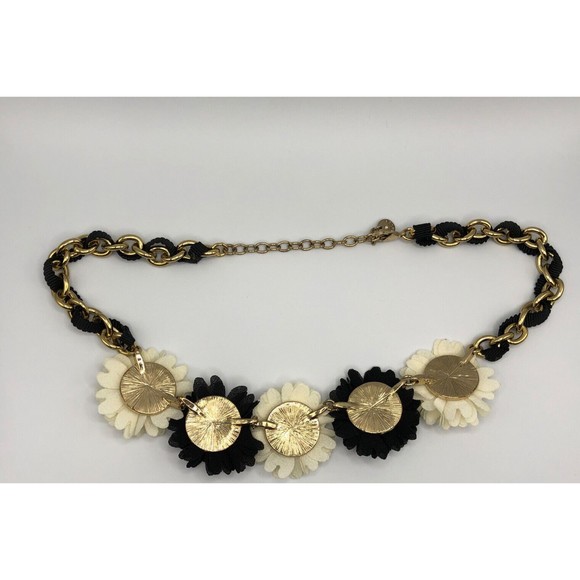 Talbots Signed Fabric Floral Statement Necklace - Picture 3 of 4